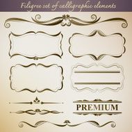Filigree set of calligraphic elements for vintage design Create