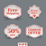 Vector Set of Sale Paper Retro Labels N5