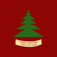 Christmas and New Year knitting card with tree