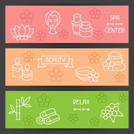 Spa and recreation banners with icons in linear style N2