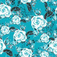 Seamless background with roses and butterflies N3