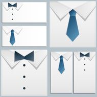 Shirt and tie on white background Set of six cards