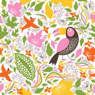 Seamless floral background with a birds