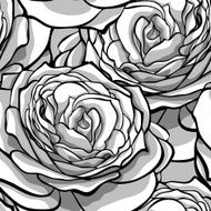 Beautiful monochrome black and white seamless background with roses N3