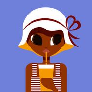Drinking an orange juice