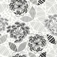 Monochrome seamless pattern of abstract flowers N20