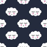 Seamless pattern with sleeping clouds N2
