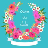 Vintage card with floral wreath Save the date N4