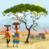 African women in mountain landscape N4