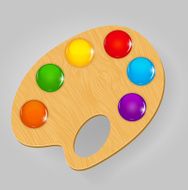 Wooden art palette with paints and brushe N4