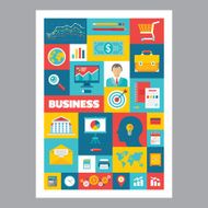 Business - mosaic poster with icons in flat design style