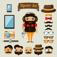 Hipster character elements for nerd boy