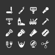 Set icons of shave barber equipment and accessories
