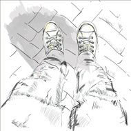 Legs in gumshoes Vector