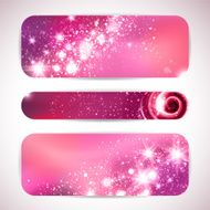 Set of three banners with glittering and sparkling stars