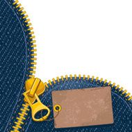 Metal zipper on denim background