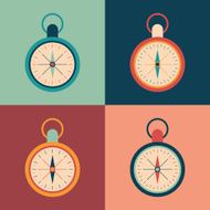 Colorful set of retro compasses