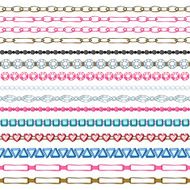 Set of seamless borders - chains and gemstones