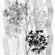 Monochrome seamless pattern of abstract flowers Hand-drawn floral background N15