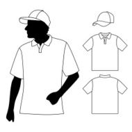 T-shirt with human body silhouette and baseball cap