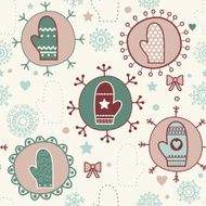 Winter seamless pattern with mittens