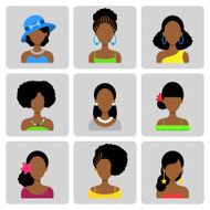Set of Flat Icons with African Women N3