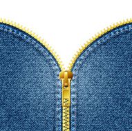 Zipper open on denim texture Jeans eps10