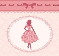 Vintage silhouette of girl on tapestry background Vector N7