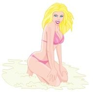 Cartoon blonde woman in a bikini