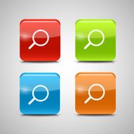 Glass Search Button Icon Set Vector Illustration