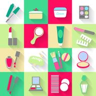 Cosmetic products icons set