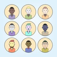 Set of Abstract Flat Simple Cartoon Avatars Vector