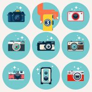 Photo camera icons set in flat style N4