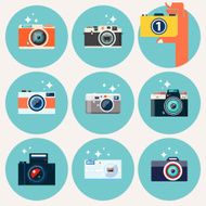 Photo camera icons set in flat style N5