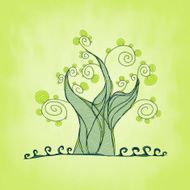 tree with branches and leaves fresh grass