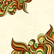 Template with abstract wavy striped leaves N4