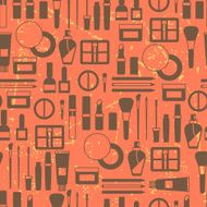 Seamless grunge background with cosmetics flat icons N2