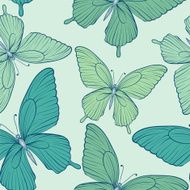 Beautiful seamless background with blue butterflies