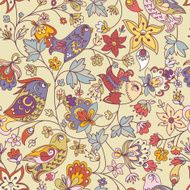 Seamless texture with flowers and birds N35