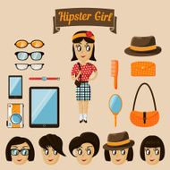 Hipster character elements for nerd woman
