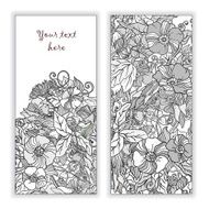 Unique pattern card set with art flowers and leaves N7