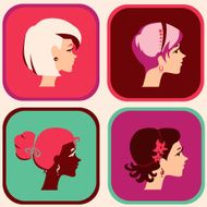 Icons with womans head