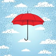 romantic card with umbrellas and rain N4