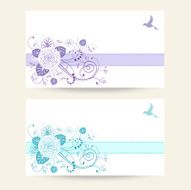Background with flower ribbon bird