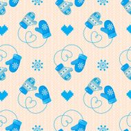 Winter Mittens Seamless Pattern Blue version