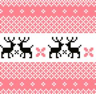 Norway pattern with reindeer ( pink and white )