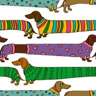 Seamless pattern with cartoon Dachshund dogs N2