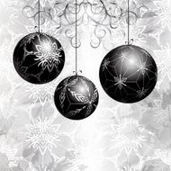 Christmas balls with graphic black and white pattern