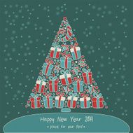 Colorful illustration with decorated Christmas tree N4