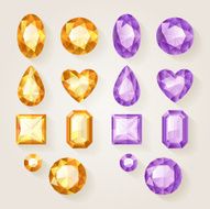 Set of jewels - yellow and purple Colorful gemstones N3
